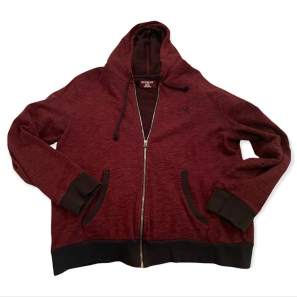 Express Mens Burgundy Zip Hoodie